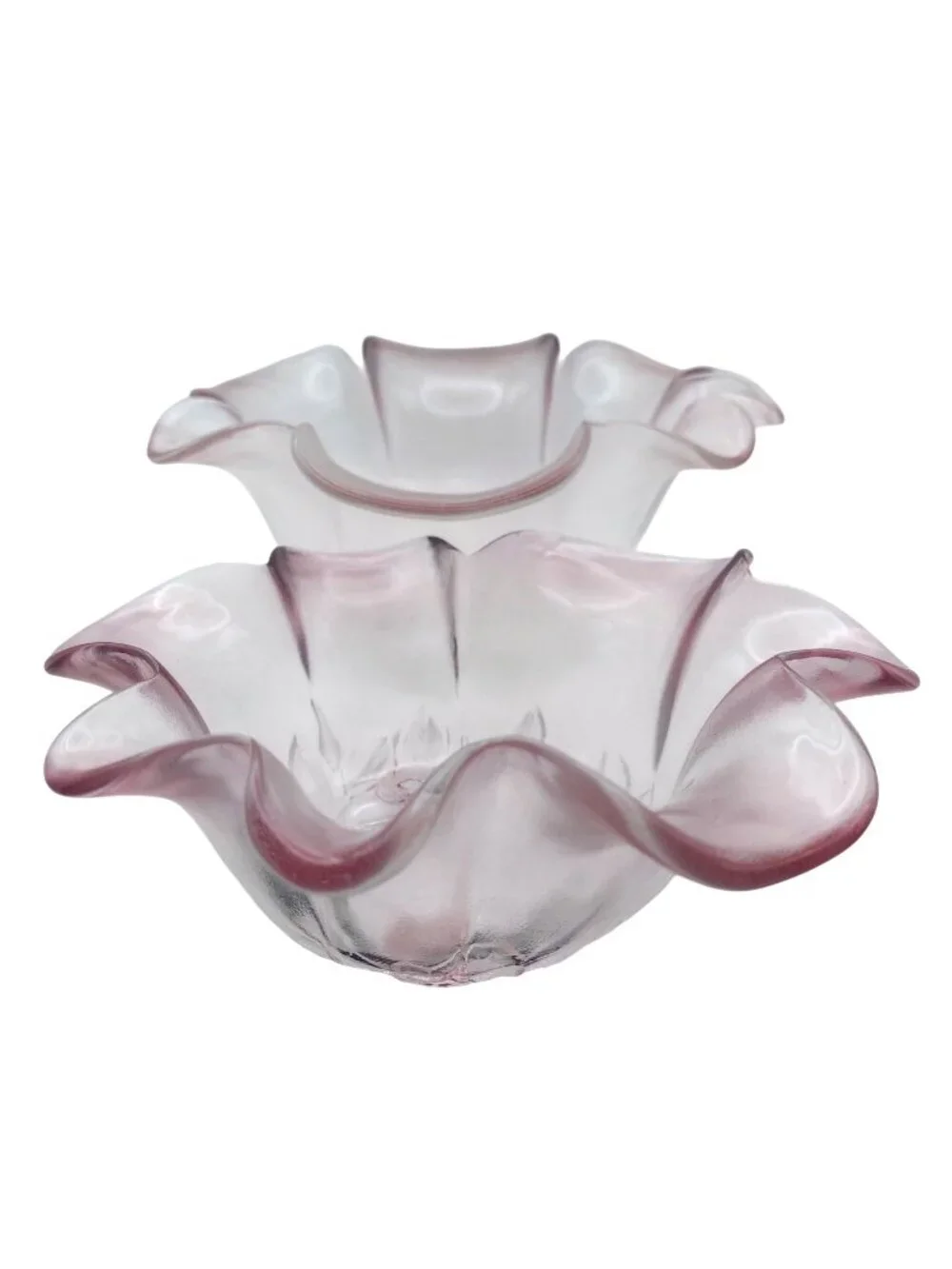 Mikasa Rosella Serving Bowl Set Of 2 Floral Walther Glass West Germany Vintage